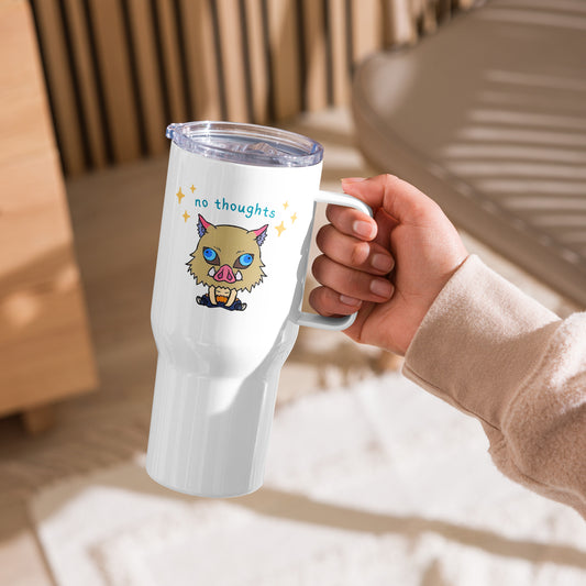 Cute Boar NO thoughts Travel mug with a handle