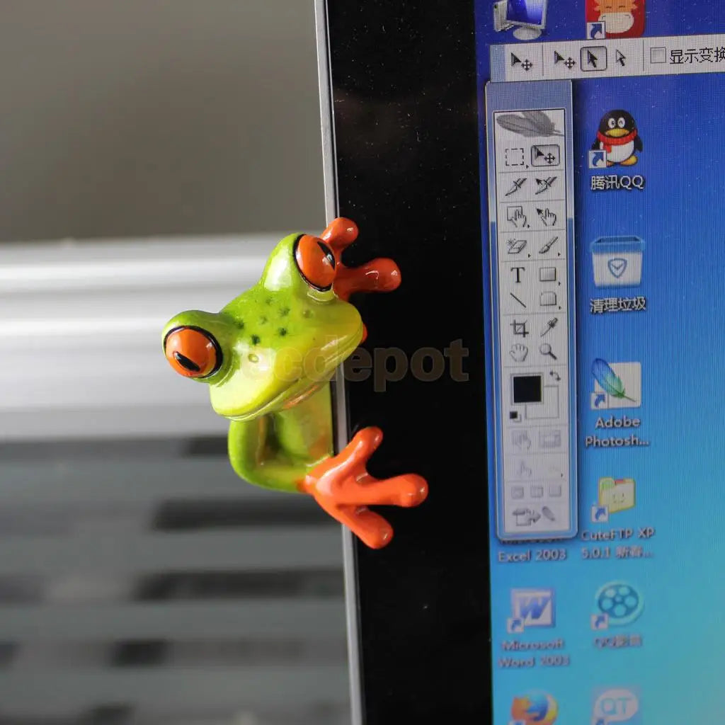 3D Frog Funny Car Office Desk Computer Decor Ornaments Miniatures Decorations, Landcrape Bonsai Garden Decor, Xmas Gift