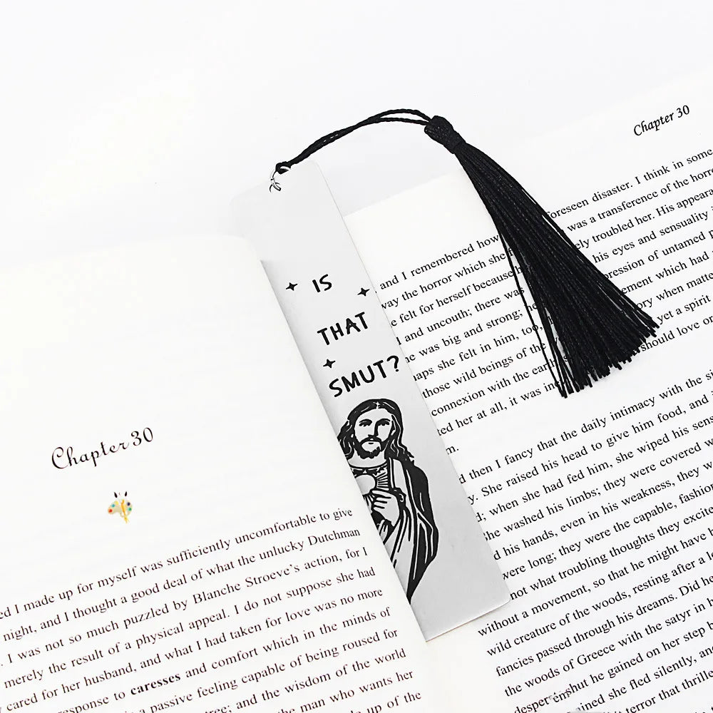 Funny Metal Bookmark With Tassel Pendant Book Lover Humor Peeking Jesus Book Marker For Page Books Readers Bookmark Gift