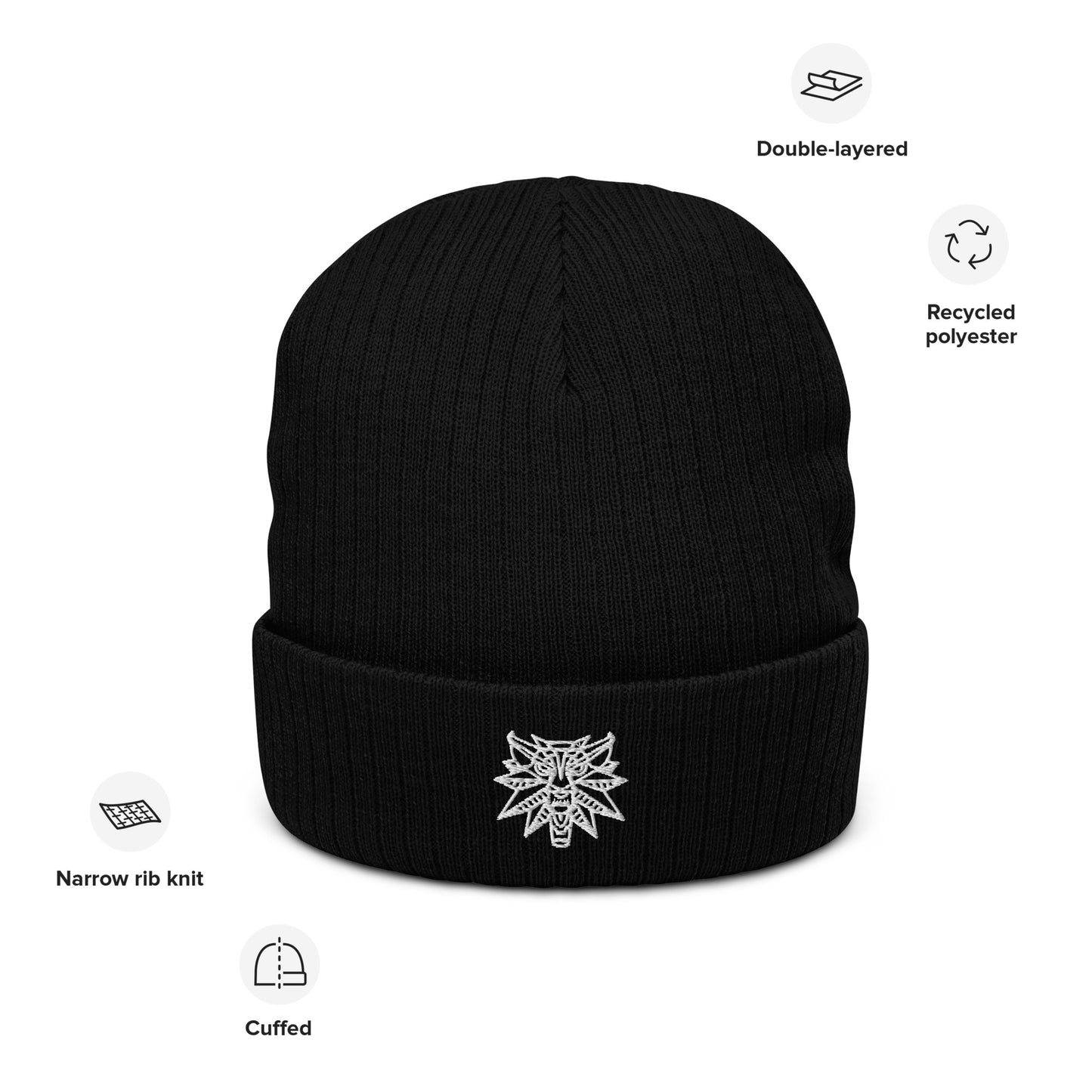 Witcher Wolf Ribbed knit beanie