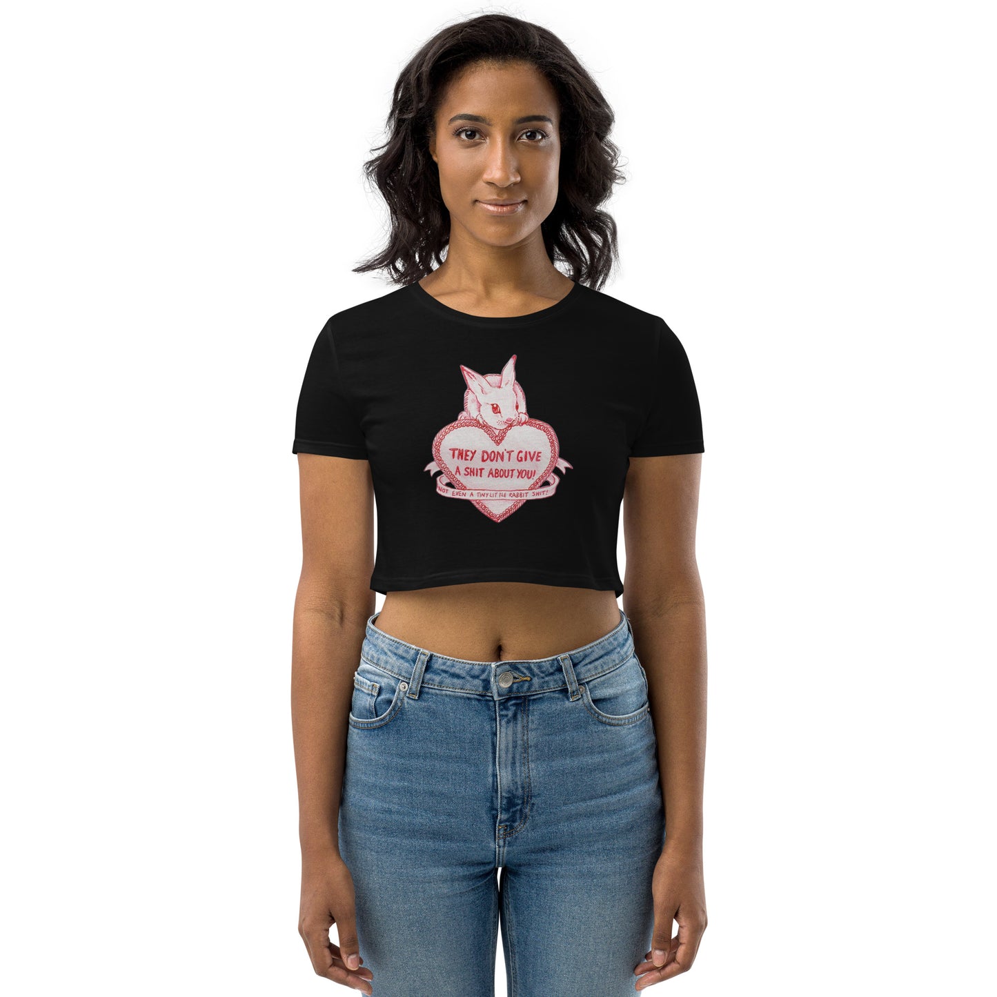 They Don't give a shit bunny Organic Crop Top