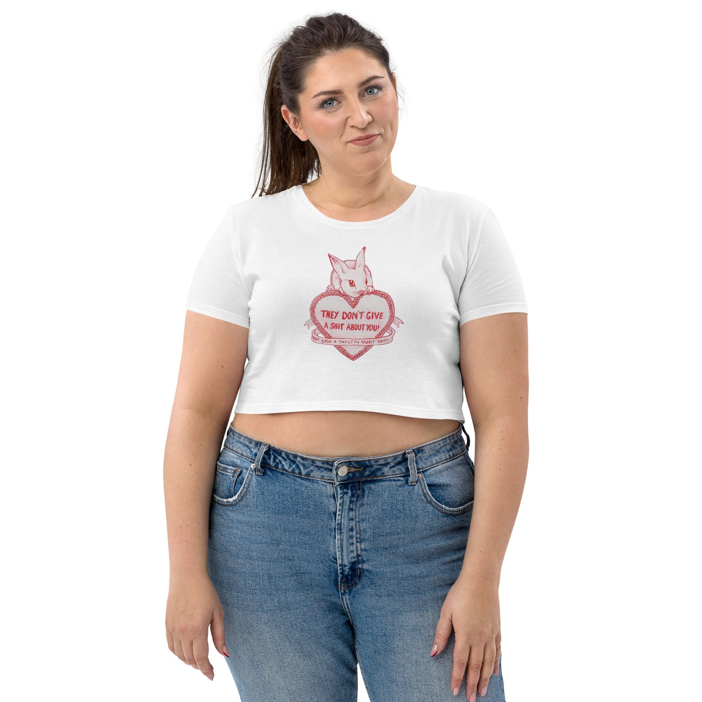 They Don't give a shit bunny Organic Crop Top
