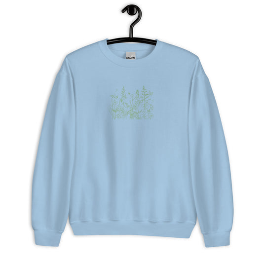 Flower Embroidered Unisex Sweatshirt