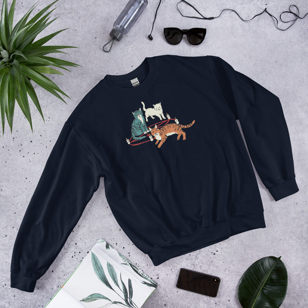 Witch Cat Unisex Sweatshirt | Retro Cat Wiccan Halloween