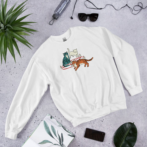 Witch Cat Unisex Sweatshirt | Retro Cat Wiccan Halloween
