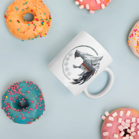 The Witcher Wolf White glossy mug
