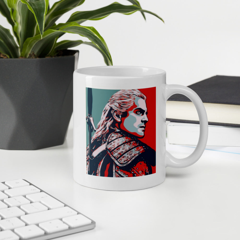 Geralt of Rivera Witcher White glossy mug