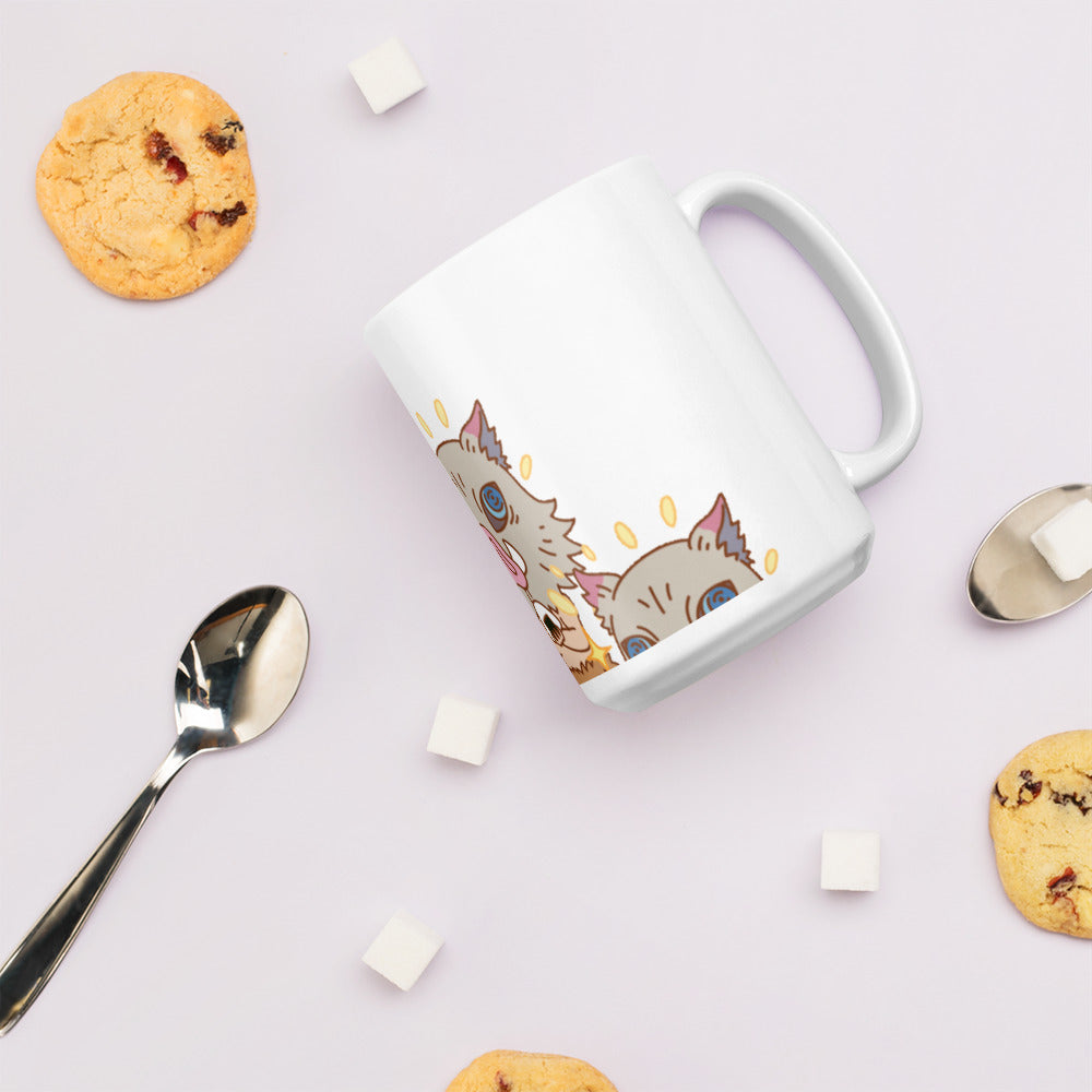 Rice sparkle White glossy mug