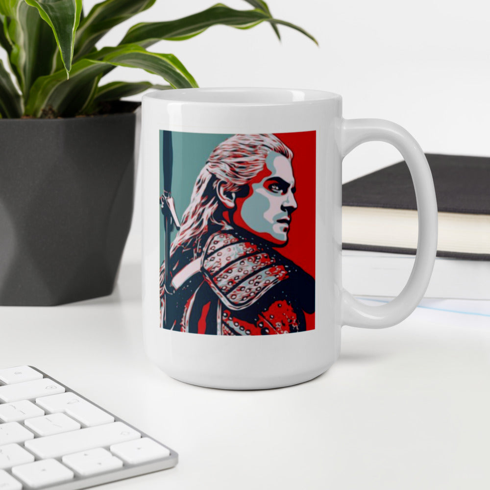 Geralt of Rivera Witcher White glossy mug